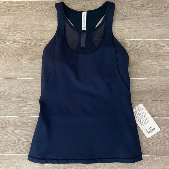 lululemon athletica Tops - Lululemon • Mesh With Me Tank • Navy Size 8 (NWT)